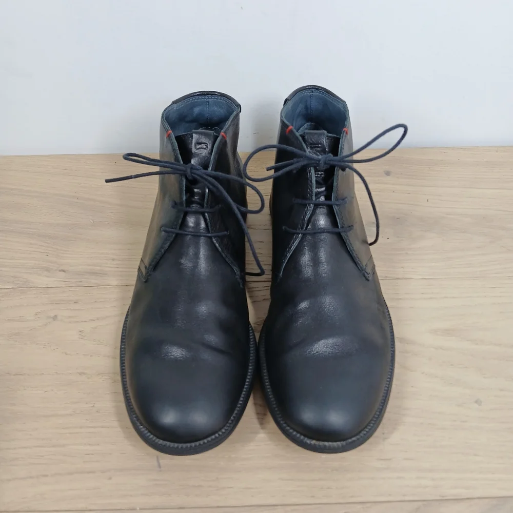 Camper Black Leather Lace-Up Chukka Ankle Boots Men's 10‎ Made in Spain